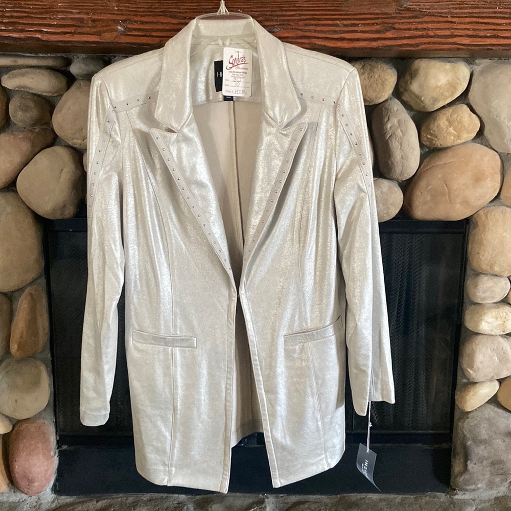 Insight New York silver dress jacket embellished with silver studs. W’s size 10